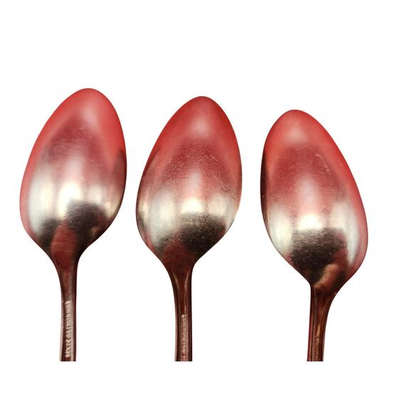 Oneida Adam Silverplate 1917 Teaspoon Lot of 3 Vintage Flat Handle 6” Pattern - Picture 7 of 8